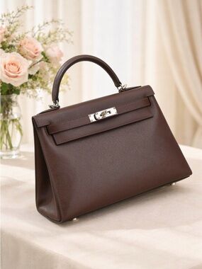 Classic Brown Leather Top-Handle Bag with strap